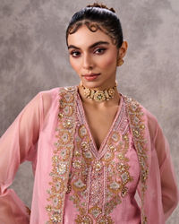Twamev Women Dusty Pink Artistry Stitched Suit
