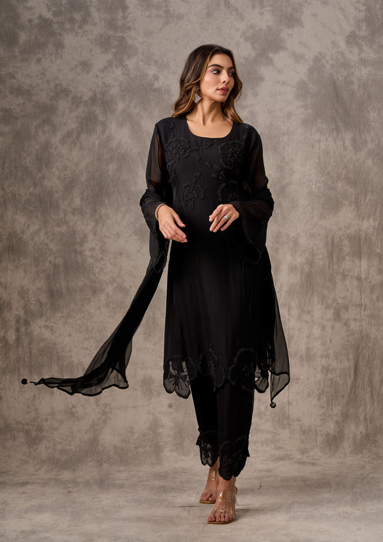 Twamev Women Black Elegance Stitched Suit