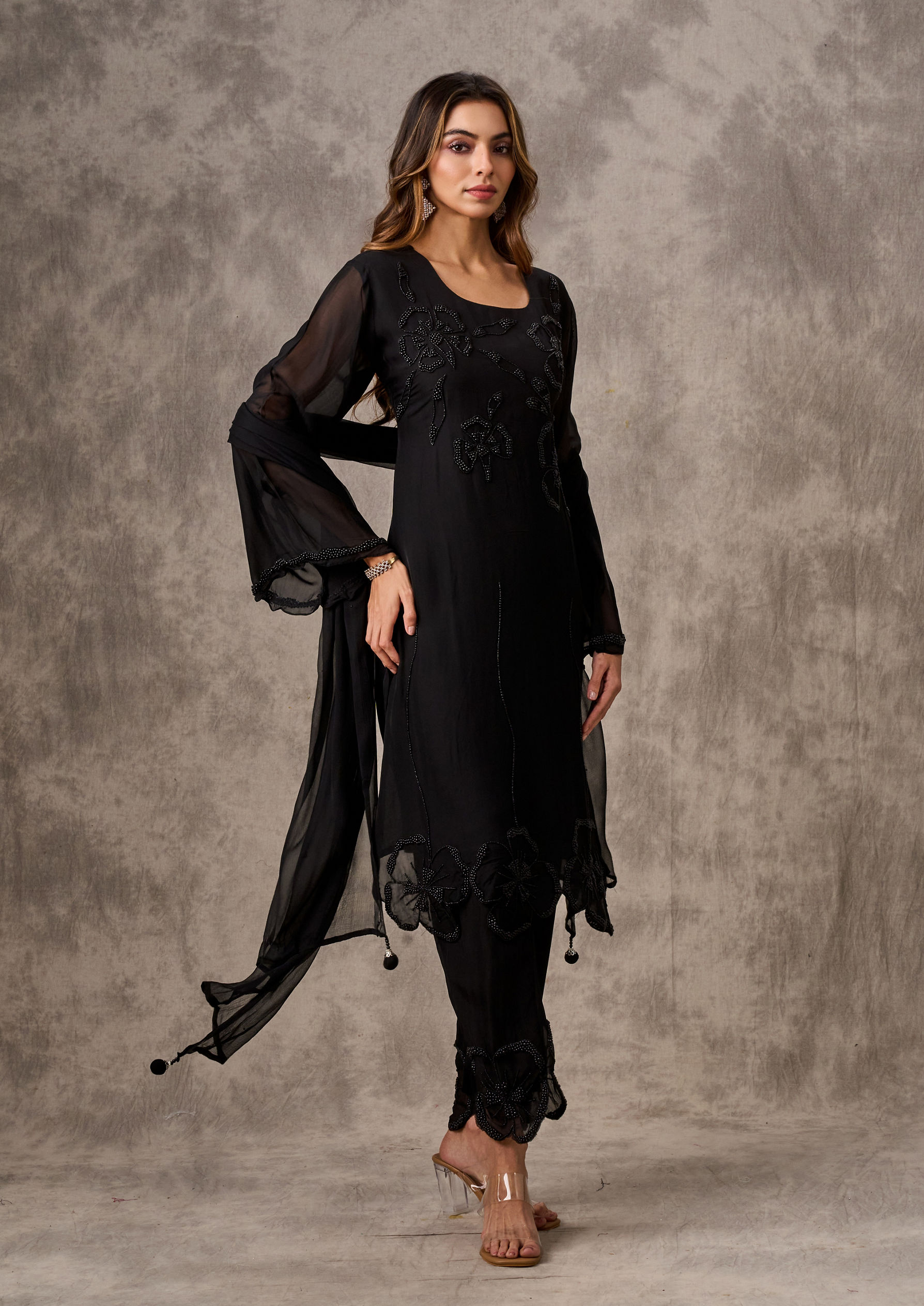 Twamev Women Black Elegance Stitched Suit