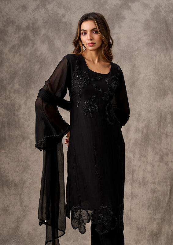 Twamev Women Black Elegance Stitched Suit
