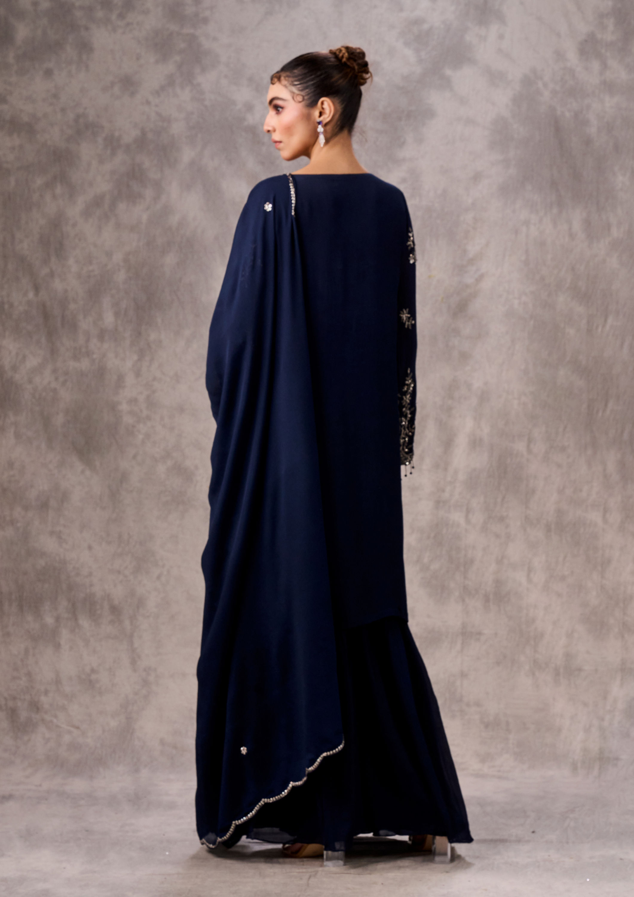 Twamev Women Indigo Blue Elegance Stitched Suit