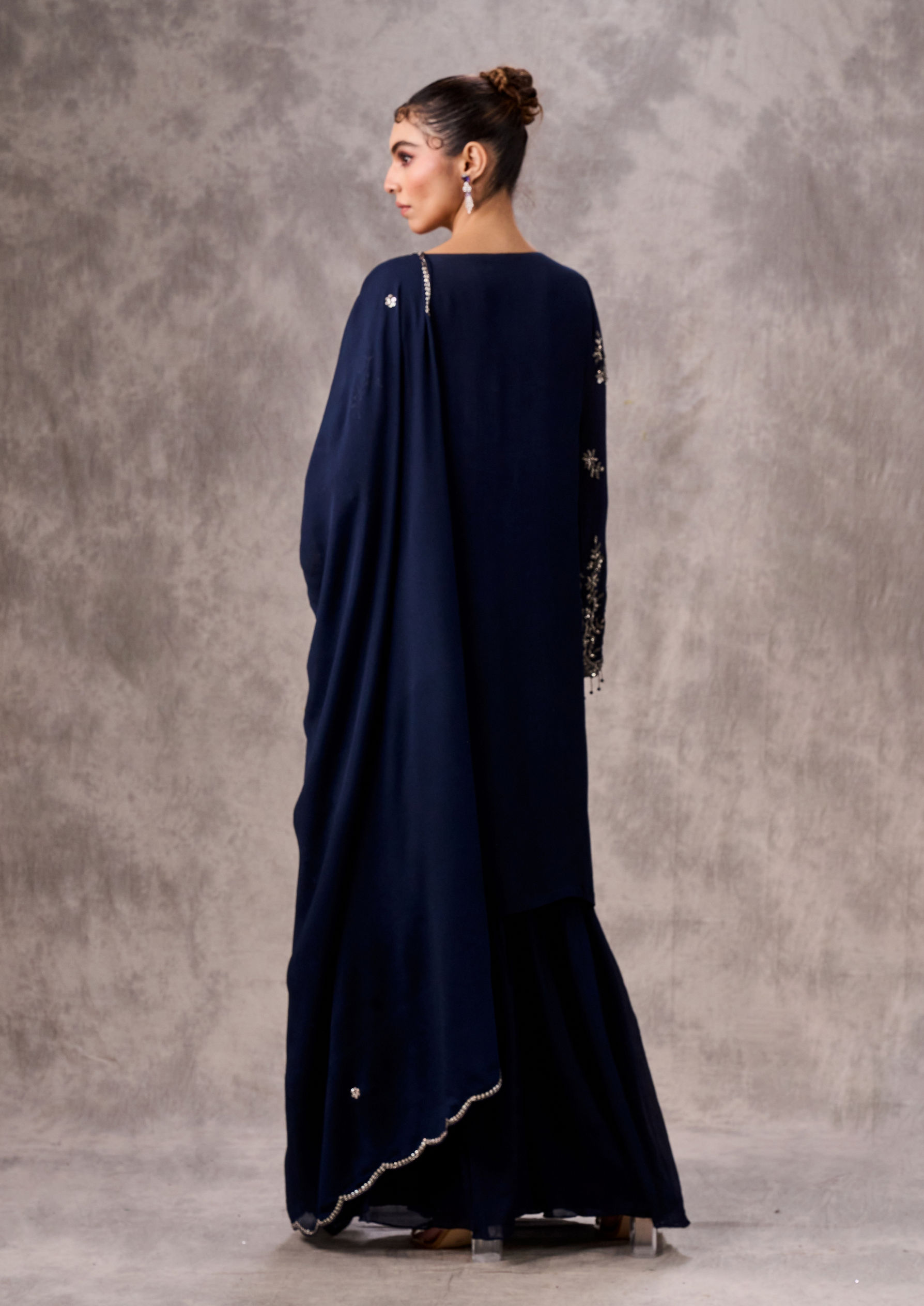 Twamev Women Indigo Blue Elegance Stitched Suit