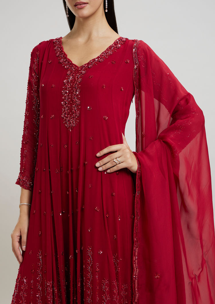Twamev Women Elegant Rani Pink Stitched Suit