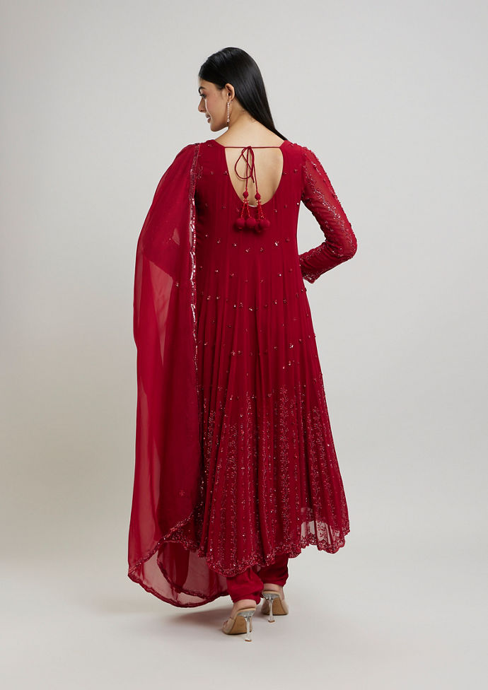 Twamev Women Elegant Rani Pink Stitched Suit