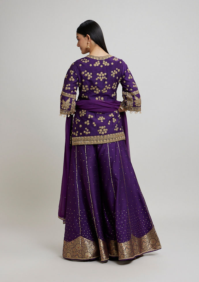 Twamev Women Lavish Purple Drawl Suit Ensemble Stitched Suit