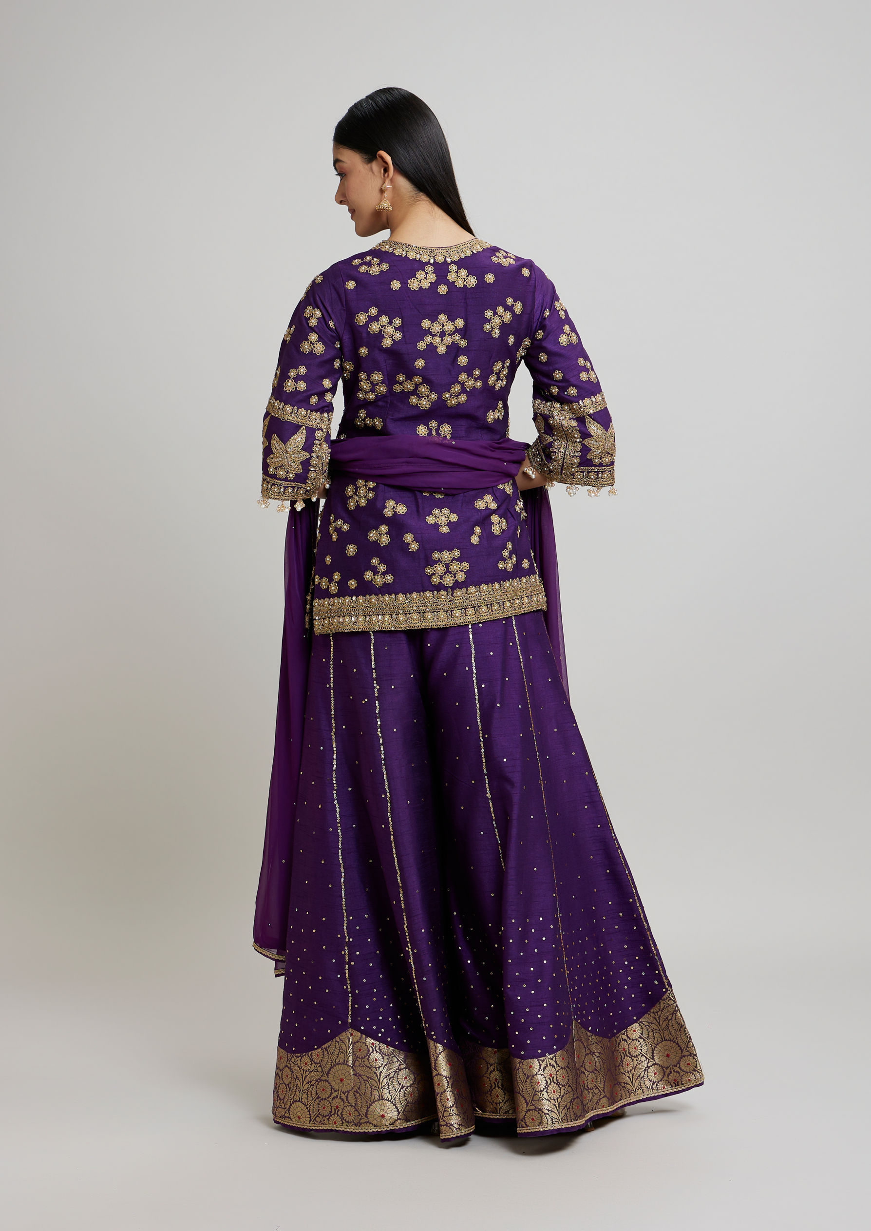 Twamev Women Lavish Purple Drawl Suit Ensemble Stitched Suit