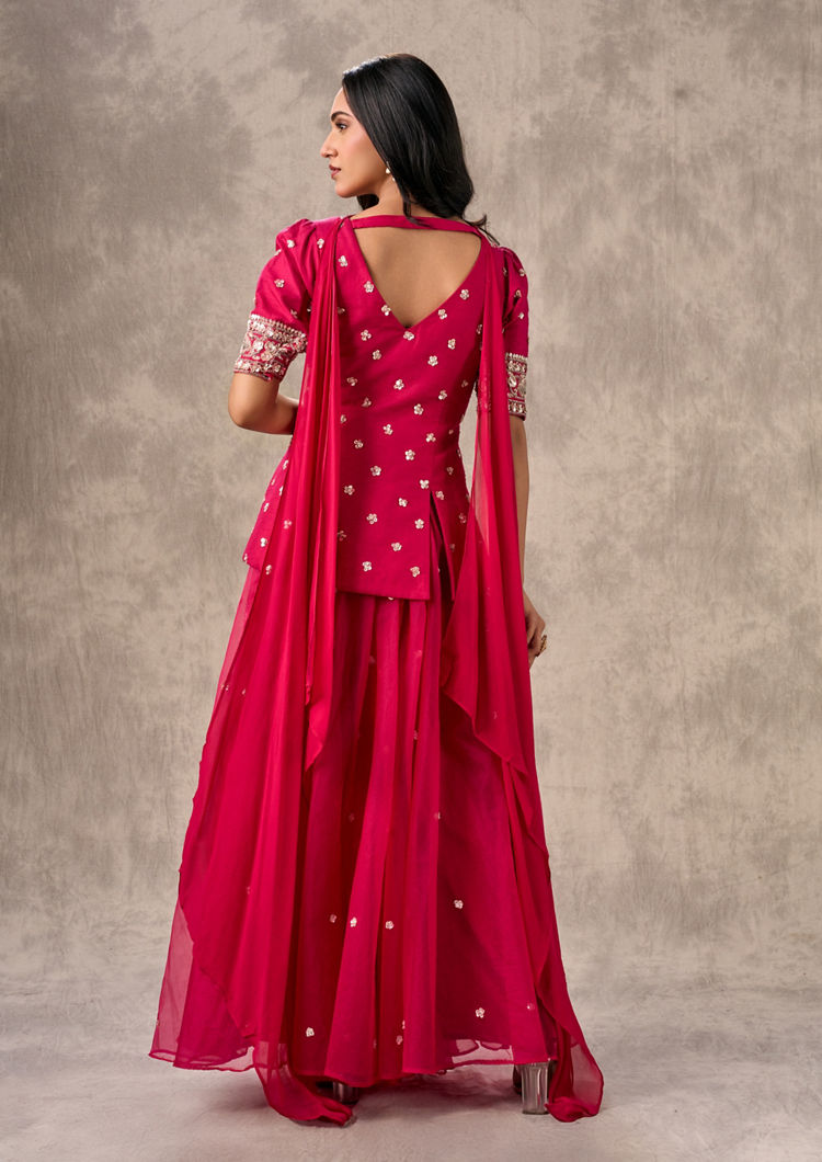Twamev Women Elegant Rani Pink Stitched Suit
