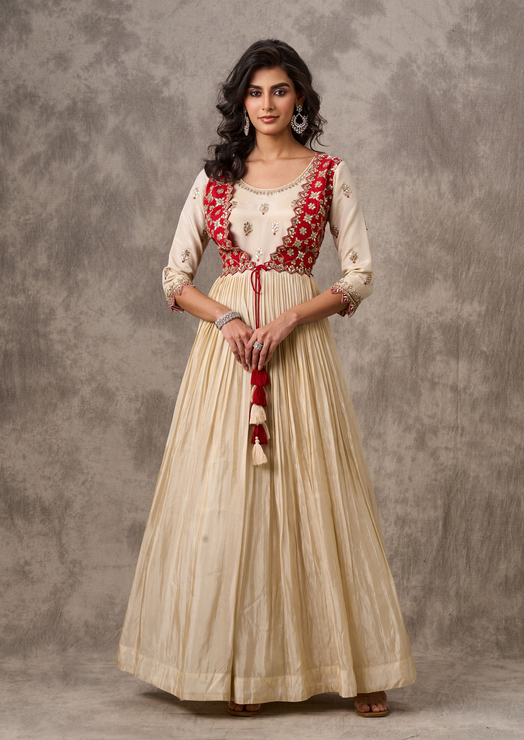 Twamev Women Cream Dream Anarkali Stitched Suit