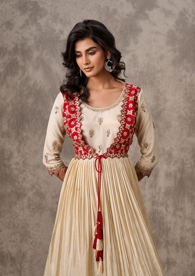 Twamev Women Cream Dream Anarkali Stitched Suit