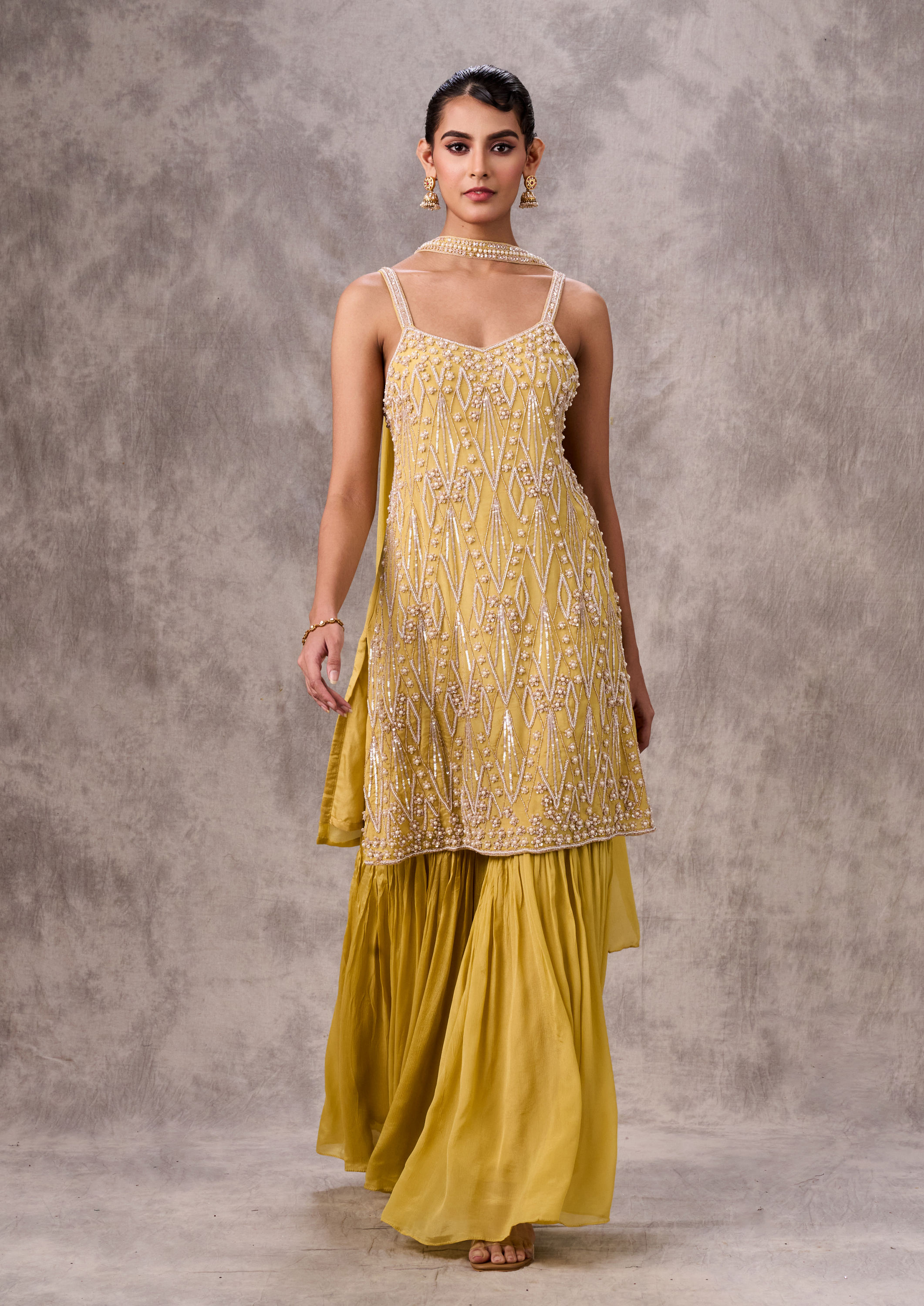 Twamev Women Emerald Green Chinon Stitched Suit