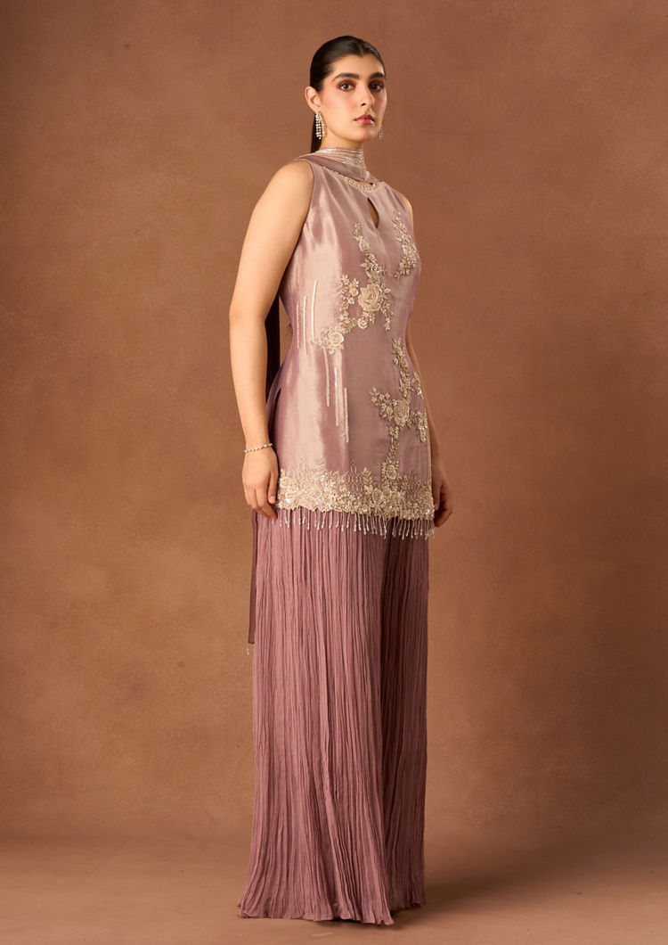 Twamev Women Grey Art Silk Stitched Suit with Embroidery