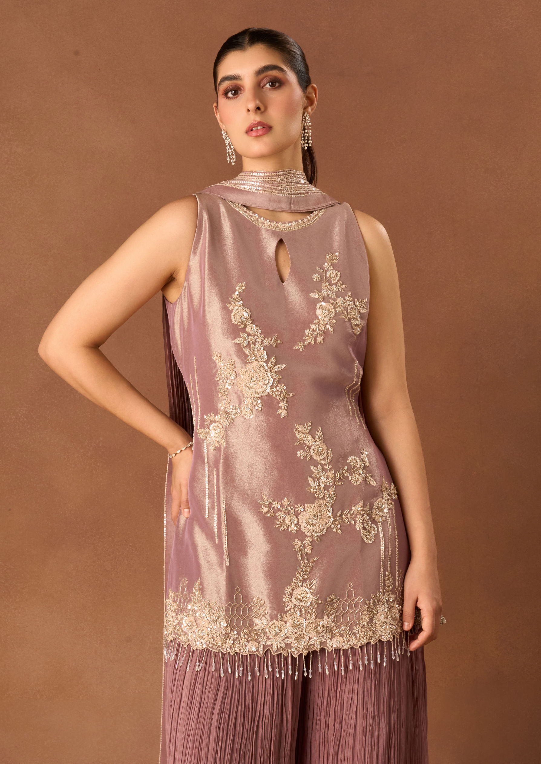 Twamev Women Grey Art Silk Stitched Suit with Embroidery