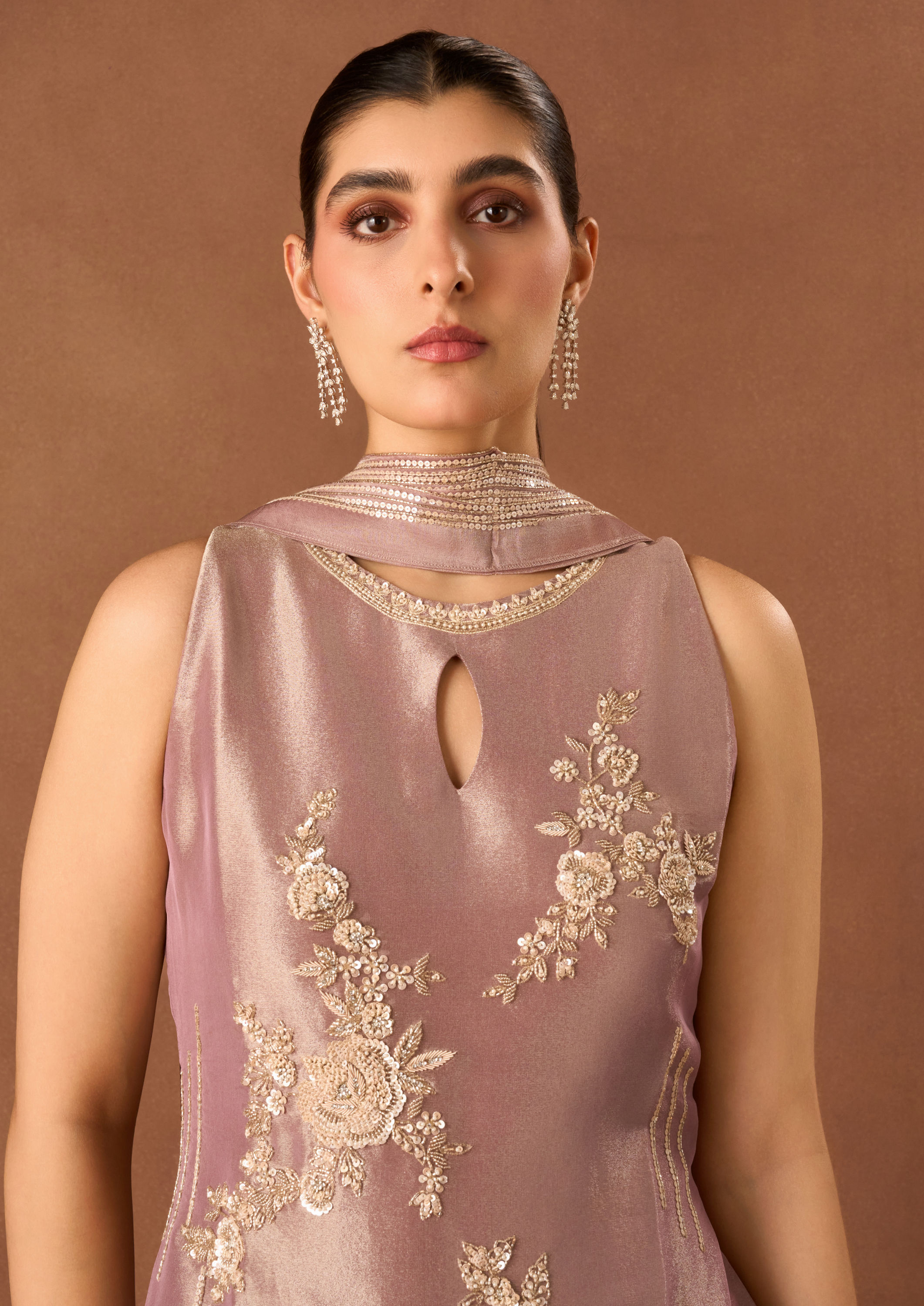Twamev Women Grey Art Silk Stitched Suit with Embroidery