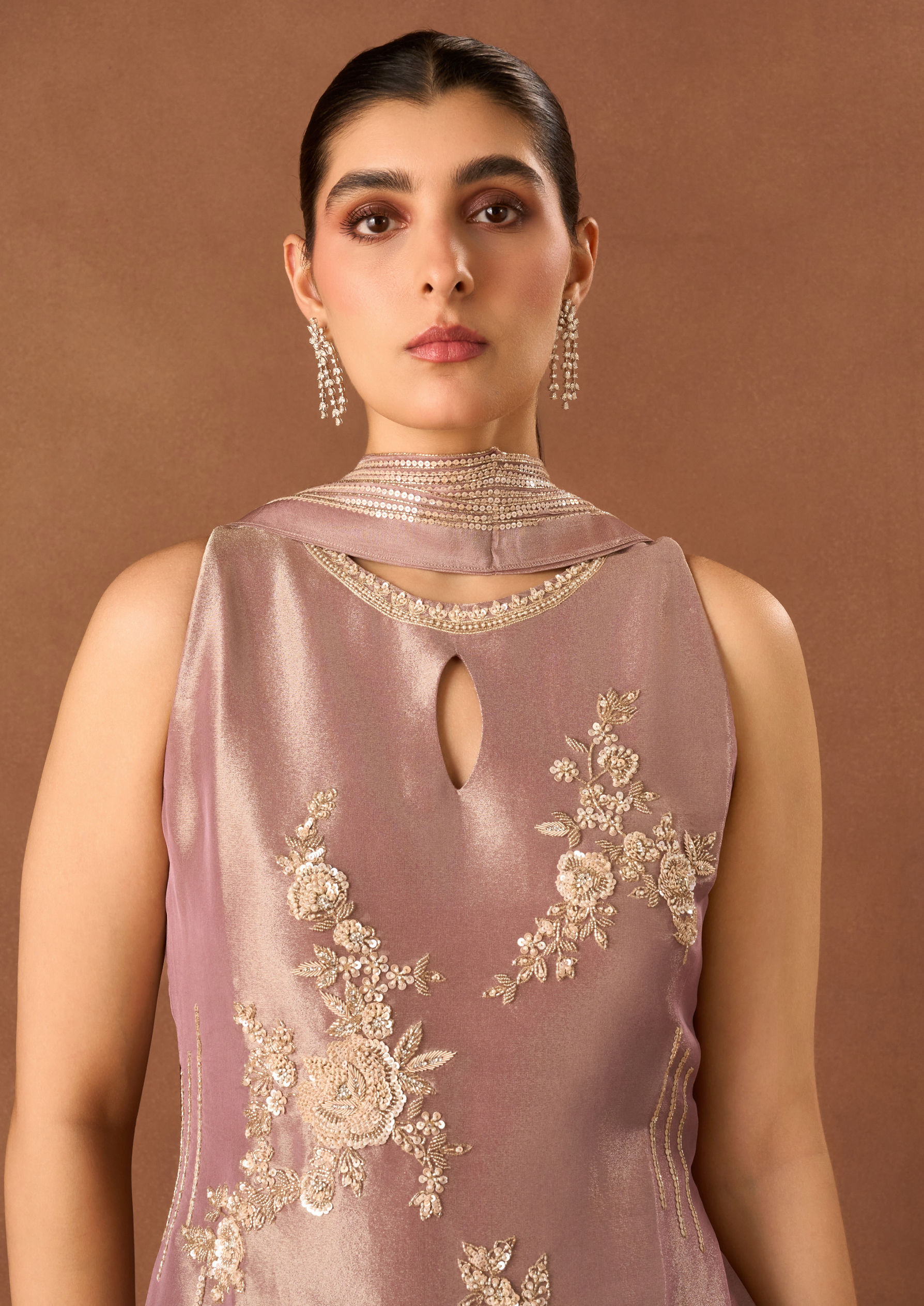 Twamev Women Grey Art Silk Stitched Suit with Embroidery