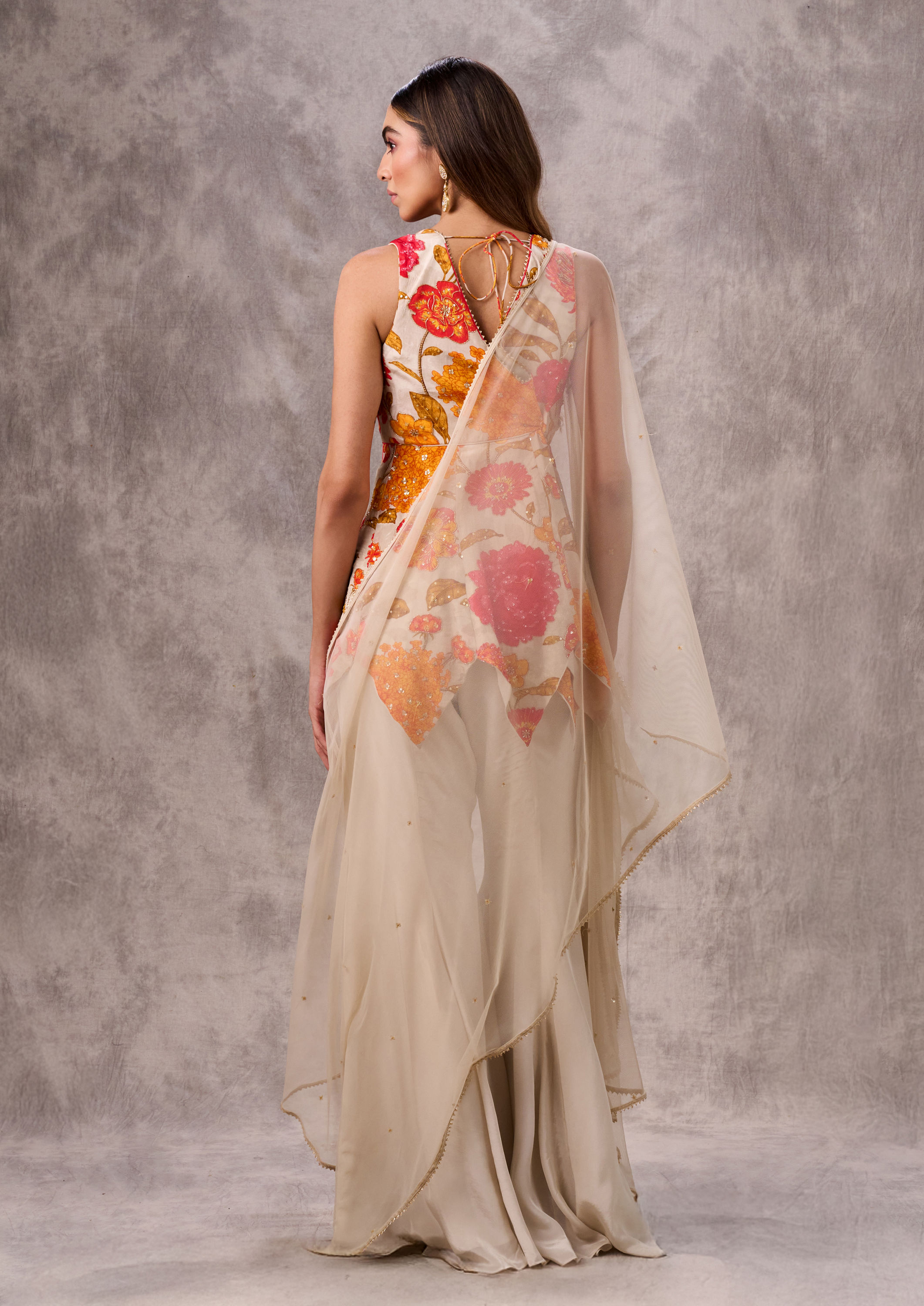 Twamev Women Creamy Elegance Satin Stitched Suit