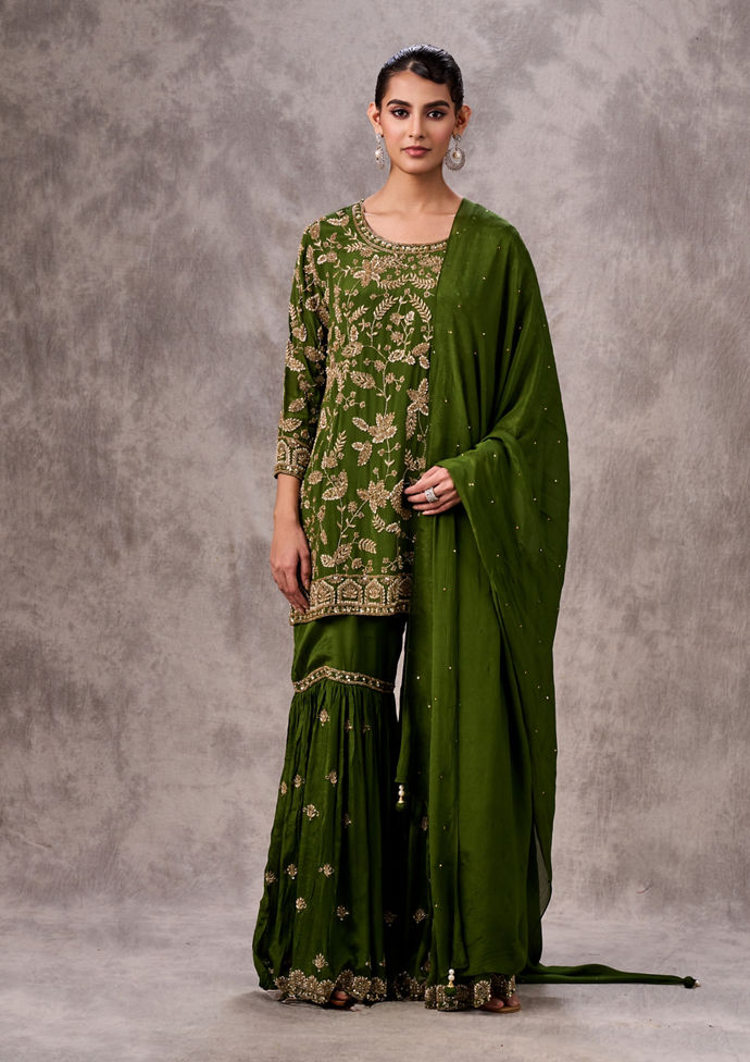 Twamev Women Mehandi Green Elegance Stitched Suit
