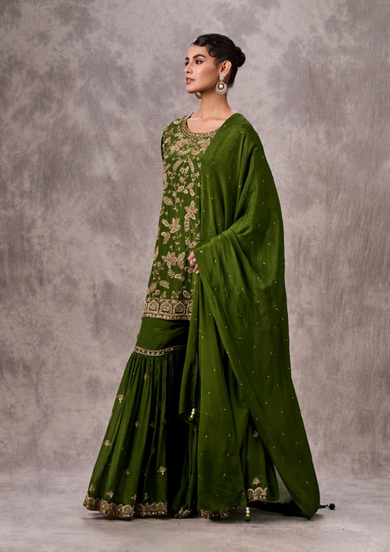 Twamev Women Mehandi Green Elegance Stitched Suit
