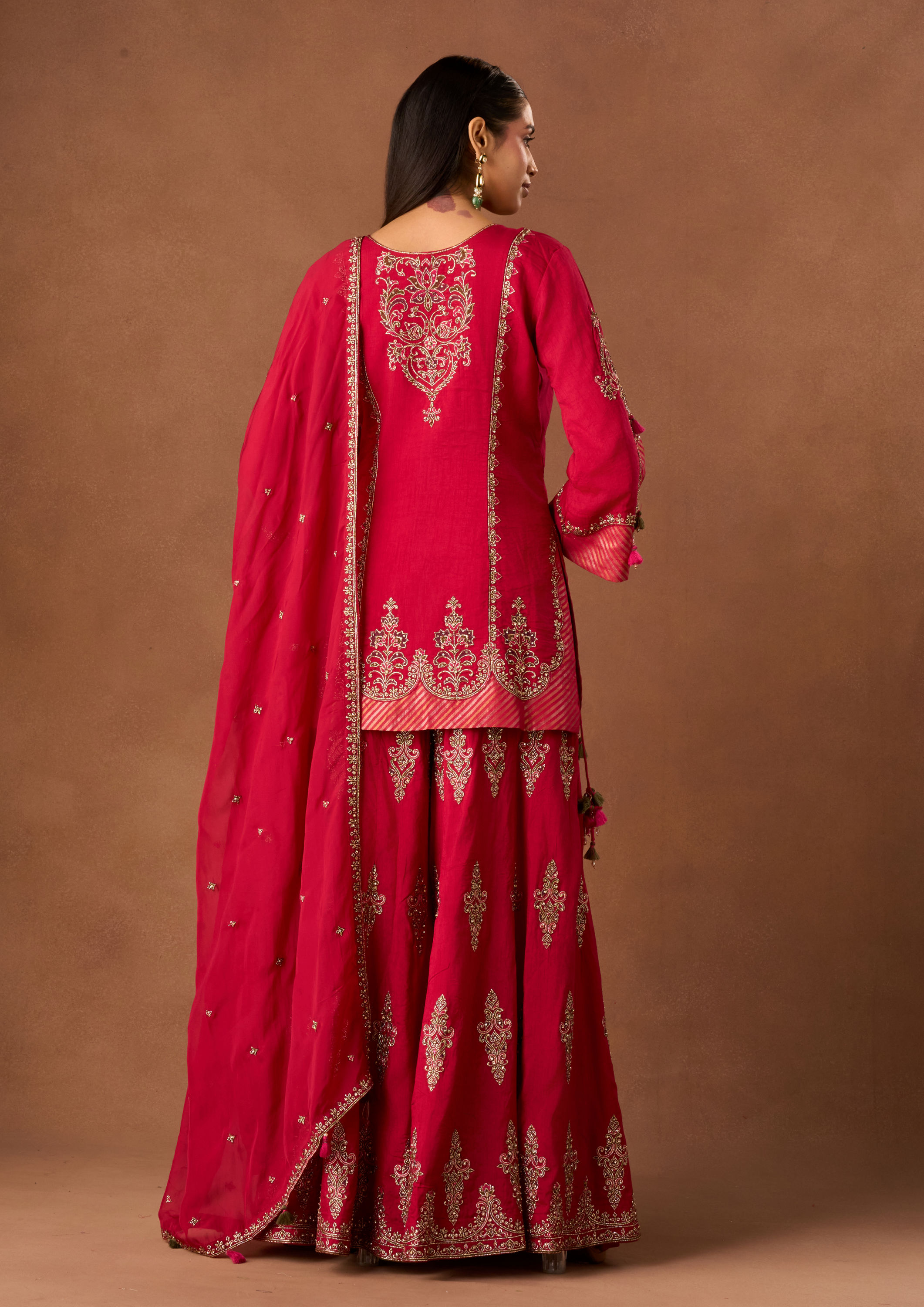 Twamev Women Pink Silk Stitched Suit with Embroidery