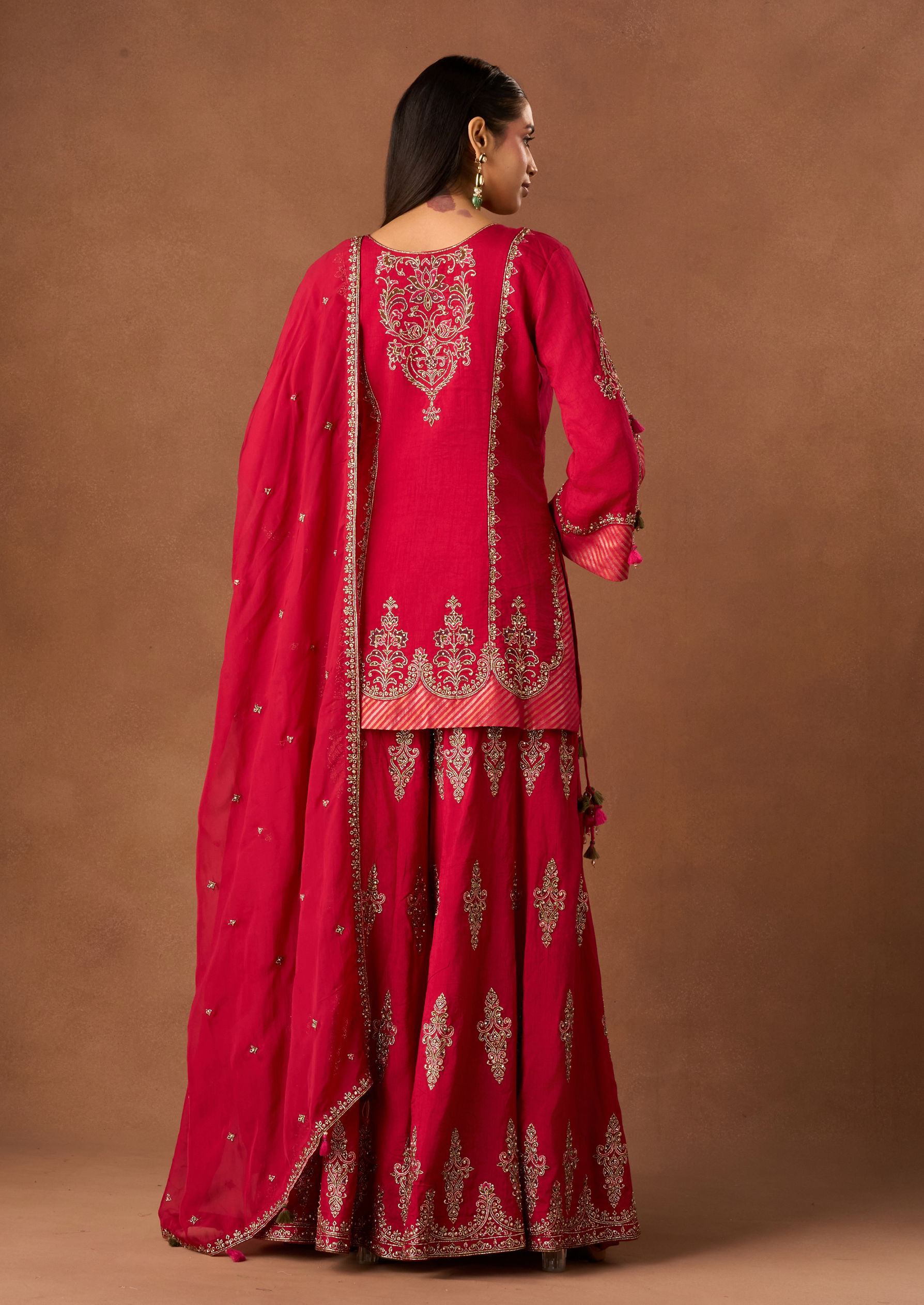 Twamev Women Pink Silk Stitched Suit with Embroidery