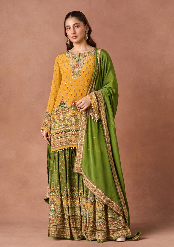 Twamev Women Mustard Meadow Stitched Suit