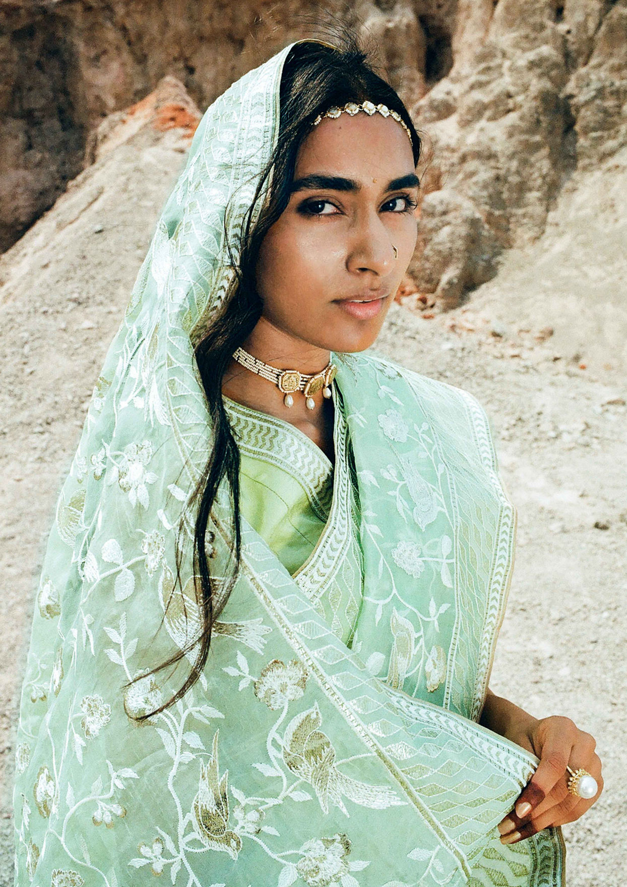 Buy Lime Green Saree with Nature Inspired Floral and Bird Motifs Online