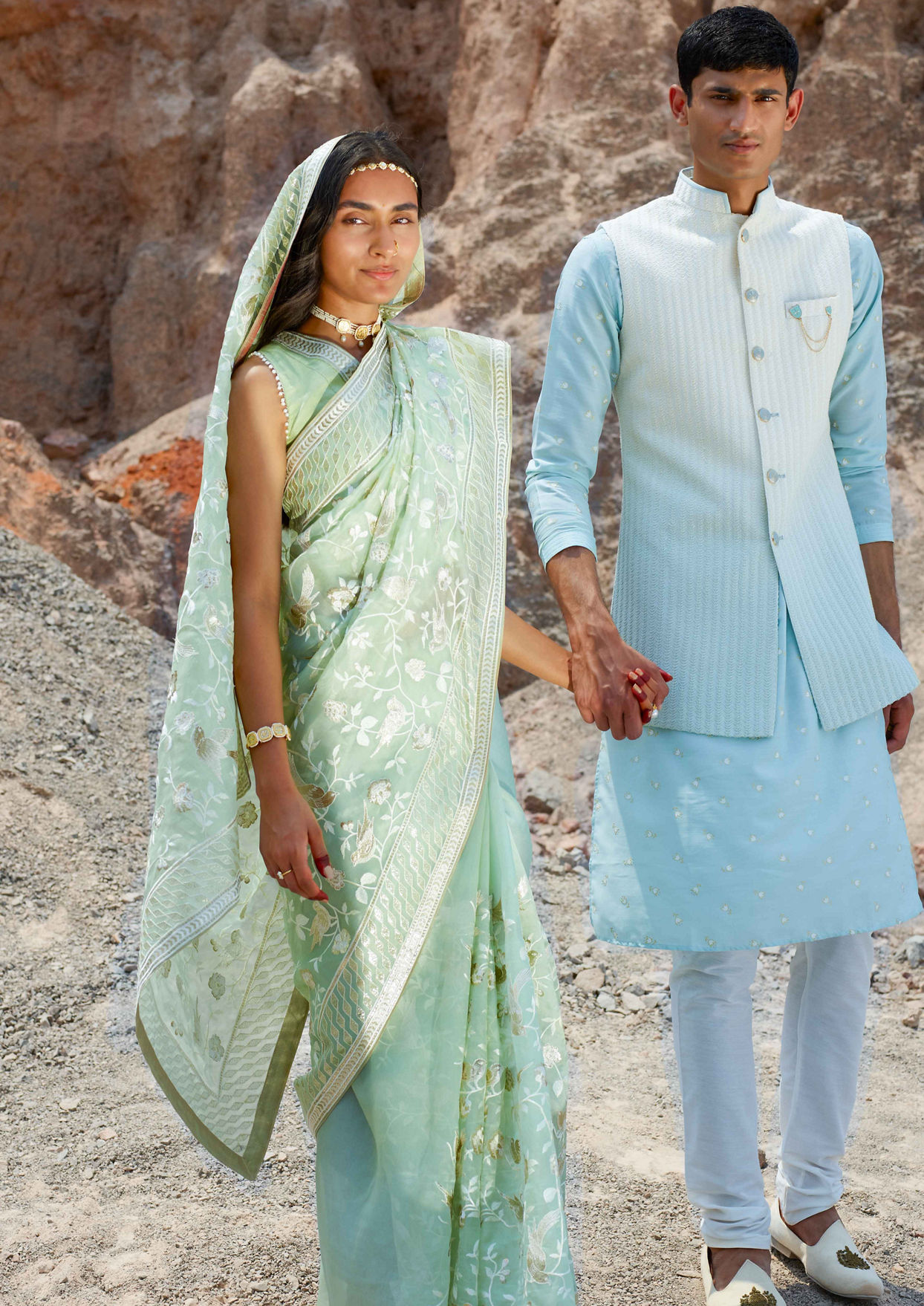 Buy Lime Green Saree with Nature Inspired Floral and Bird Motifs Online