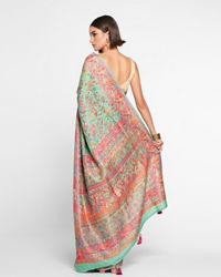 Twamev Women Emerald Sea Green Saree