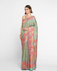 Twamev Women Emerald Sea Green Saree