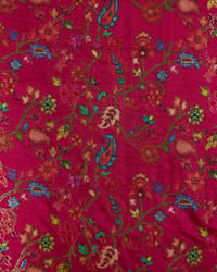 Twamev Women Rani Pink Silk Multicolour Floral Woven Saree