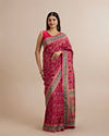 Rani Pink Silk Multicolour Floral Woven Saree