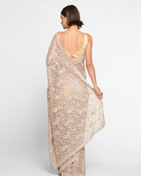 Twamev Women Twinkling Sequins Beige Saree