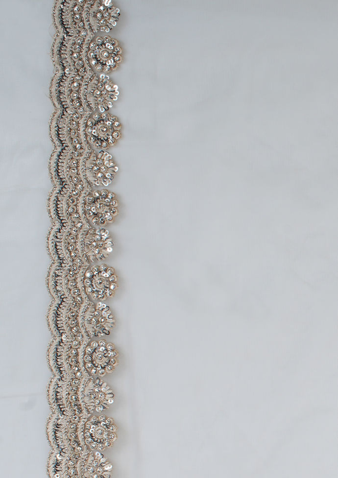 Twamev Women Twinkling Sequins Beige Saree