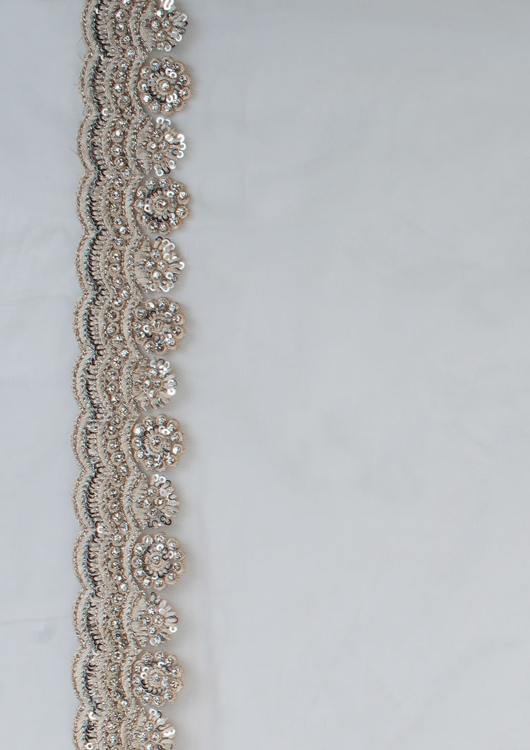 Twamev Women Twinkling Sequins Beige Saree