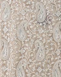 Twamev Women Twinkling Sequins Beige Saree