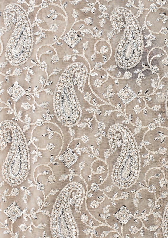 Twamev Women Twinkling Sequins Beige Saree