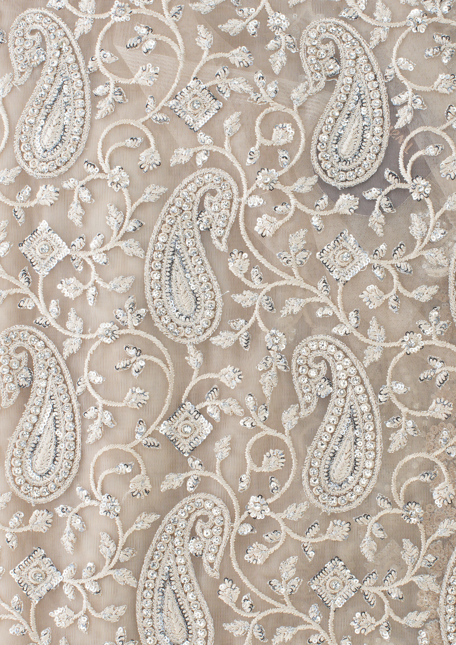Twamev Women Twinkling Sequins Beige Saree
