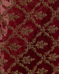 Twamev Women Rust Red Net Zardozi Thread Embroidered Saree