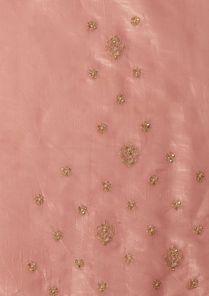 Twamev Women Dusty Pink Swirl Organza Saree