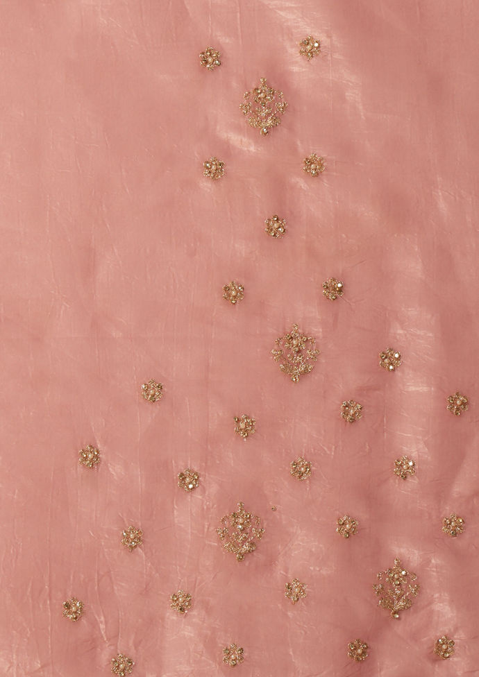 Twamev Women Dusty Pink Swirl Organza Saree image number 4