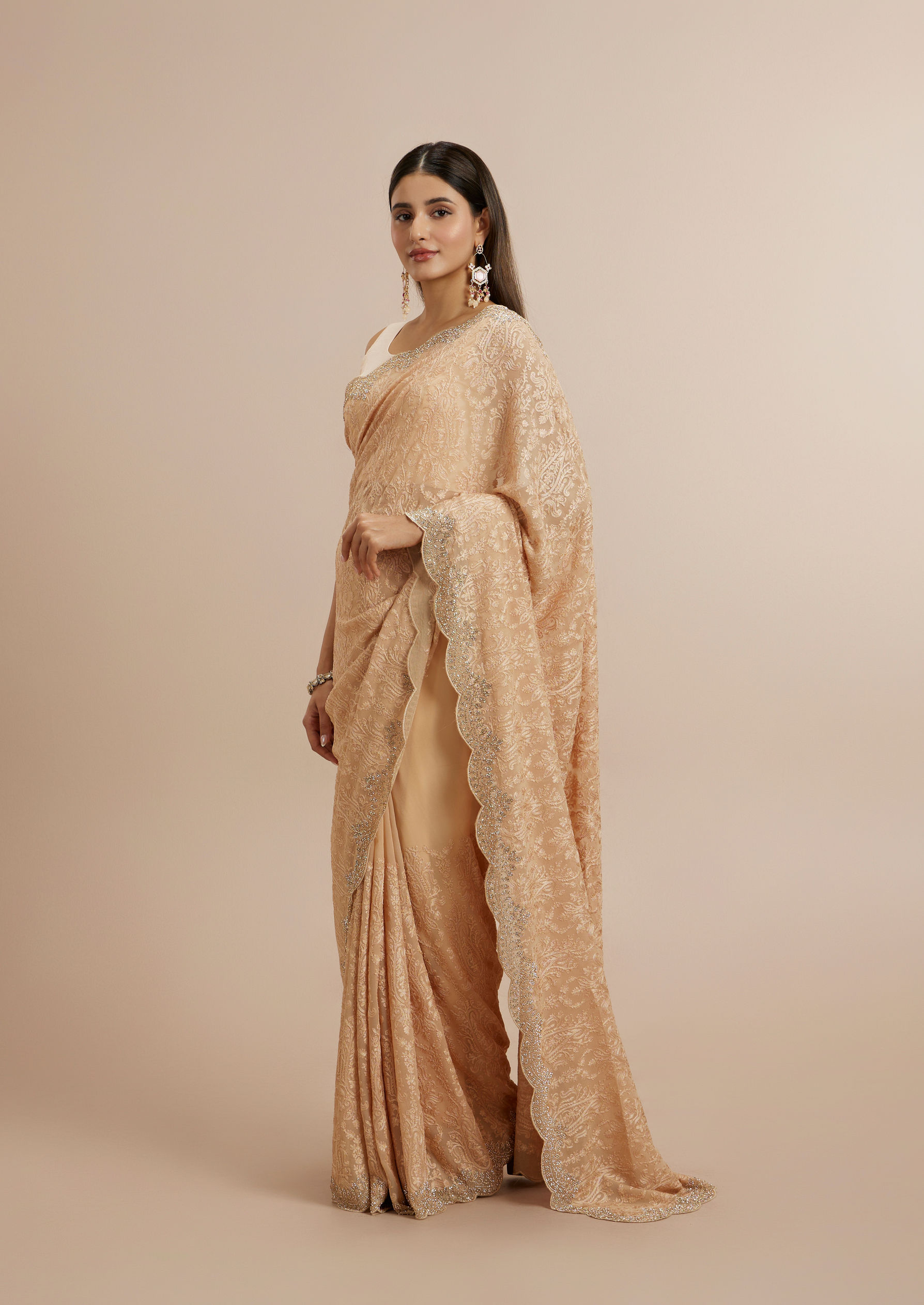 Twamev Women Refined Fawn Elegance Saree