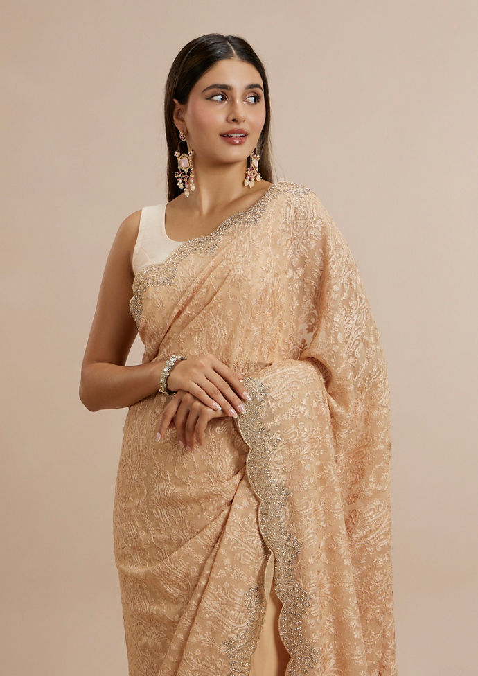 Twamev Women Refined Fawn Elegance Saree