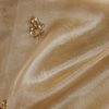 Fawn Organza Gold Zari Border Embroidered Saree