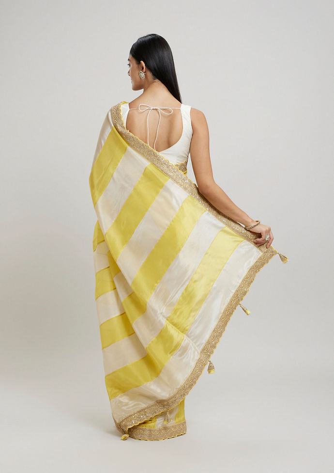Twamev Women Twamev Yellow Tissue Saree