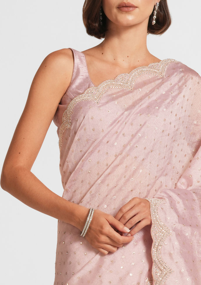Twamev Women Elegant Pink Extravaganza Saree