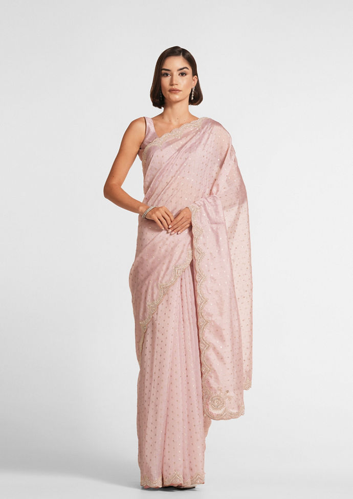 Twamev Women Elegant Pink Extravaganza Saree