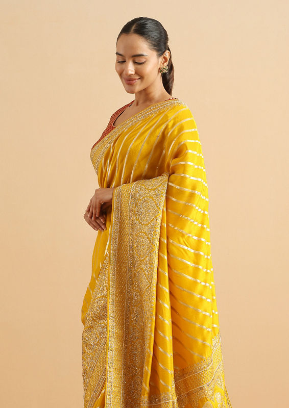 Twamev Women Royal Heritage Mustard Yellow Saree