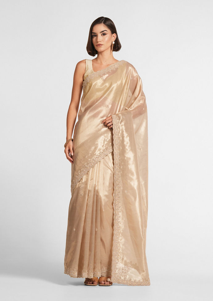 Twamev Women Radiant Gold Tissue Saree