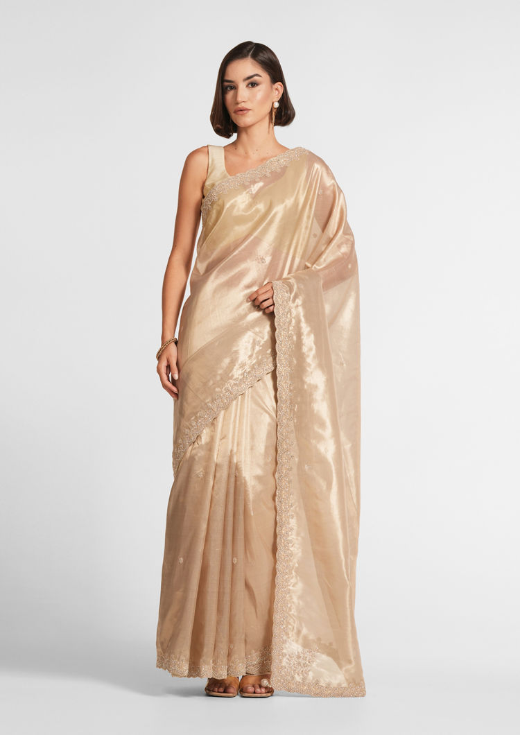 Twamev Women Radiant Gold Tissue Saree