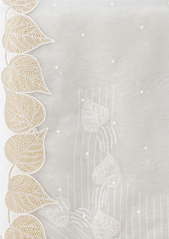 Twamev Women Creamy Elegance Organza Saree