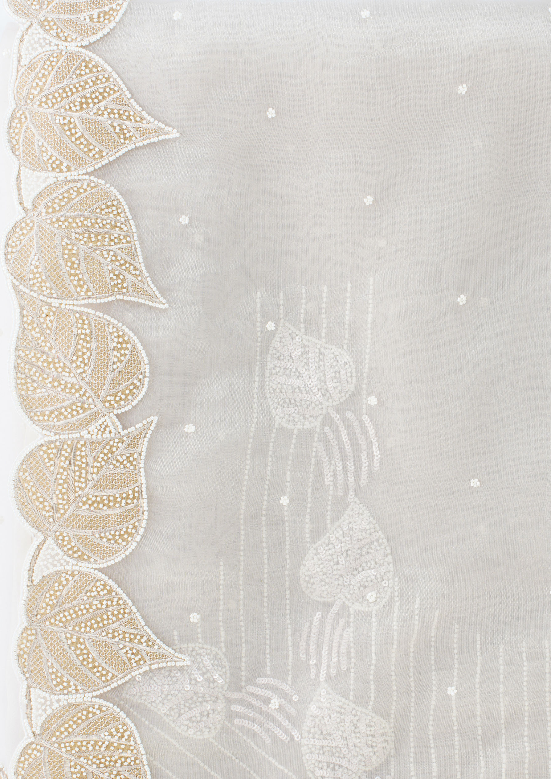 Twamev Women Creamy Elegance Organza Saree